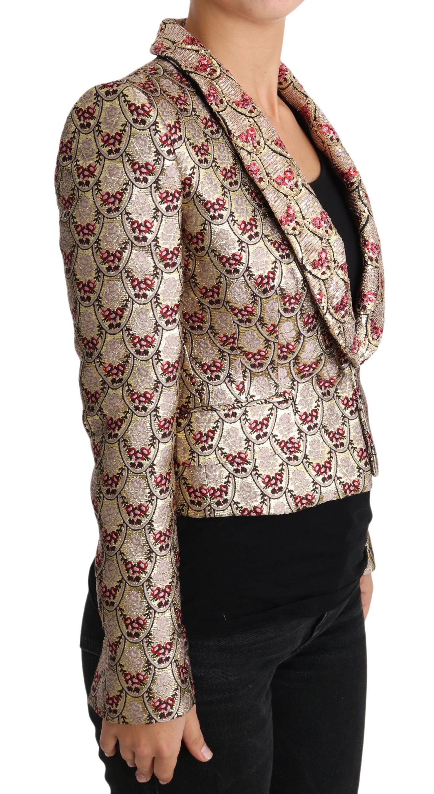 Dolce & Gabbana Gold Floral Sequined Blazer Coat Jacket by Dolce & Gabbana