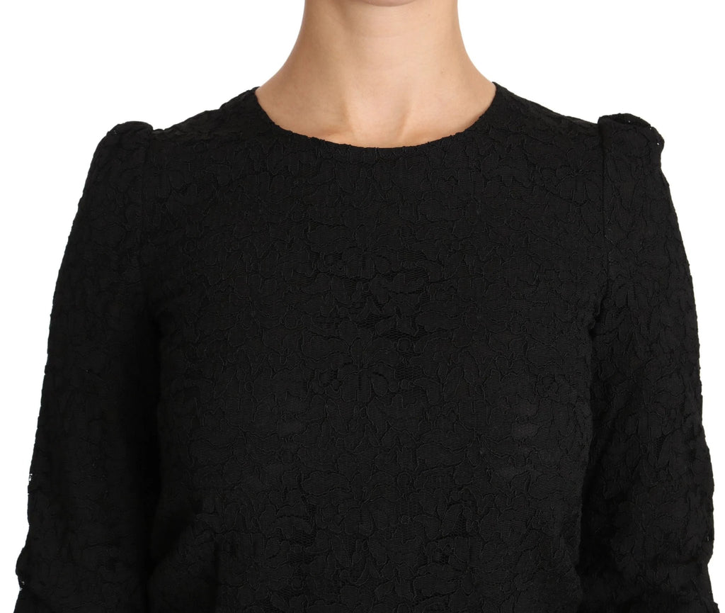 Dolce & Gabbana Black Floral Lace Zipper Top Blouse by Dolce & Gabbana