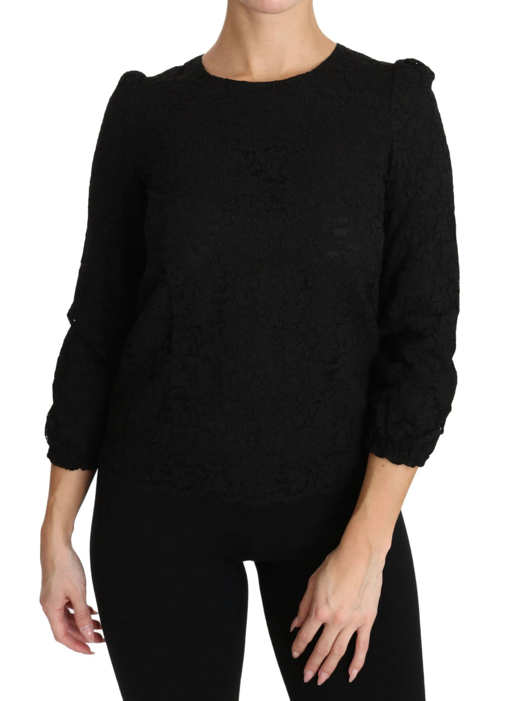 Dolce & Gabbana Black Floral Lace Zipper Top Blouse by Dolce & Gabbana