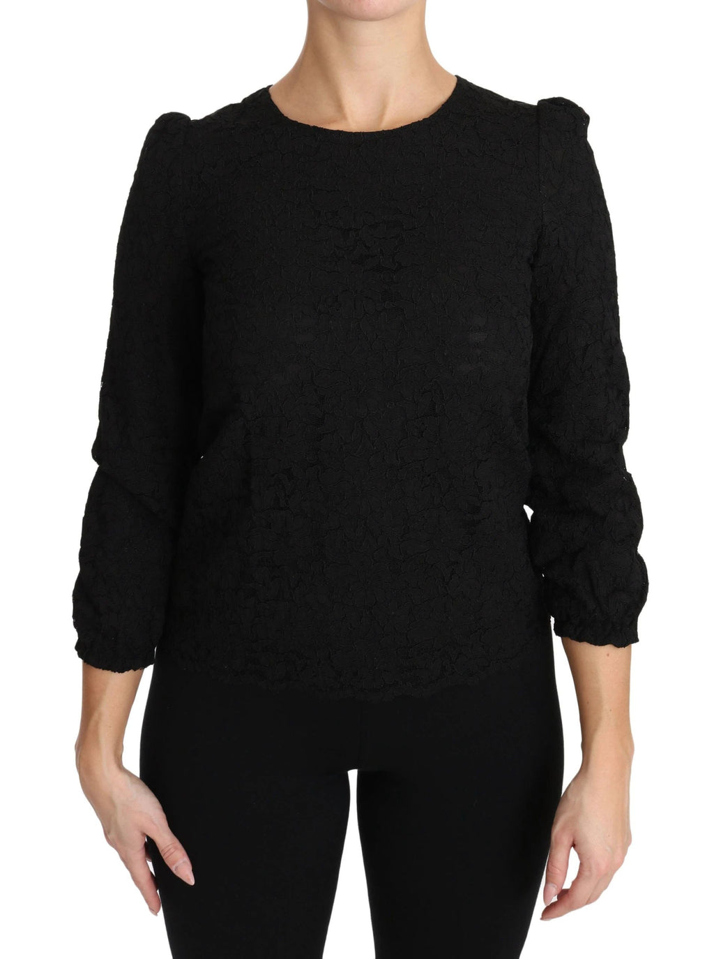 Dolce & Gabbana Black Floral Lace Zipper Top Blouse by Dolce & Gabbana