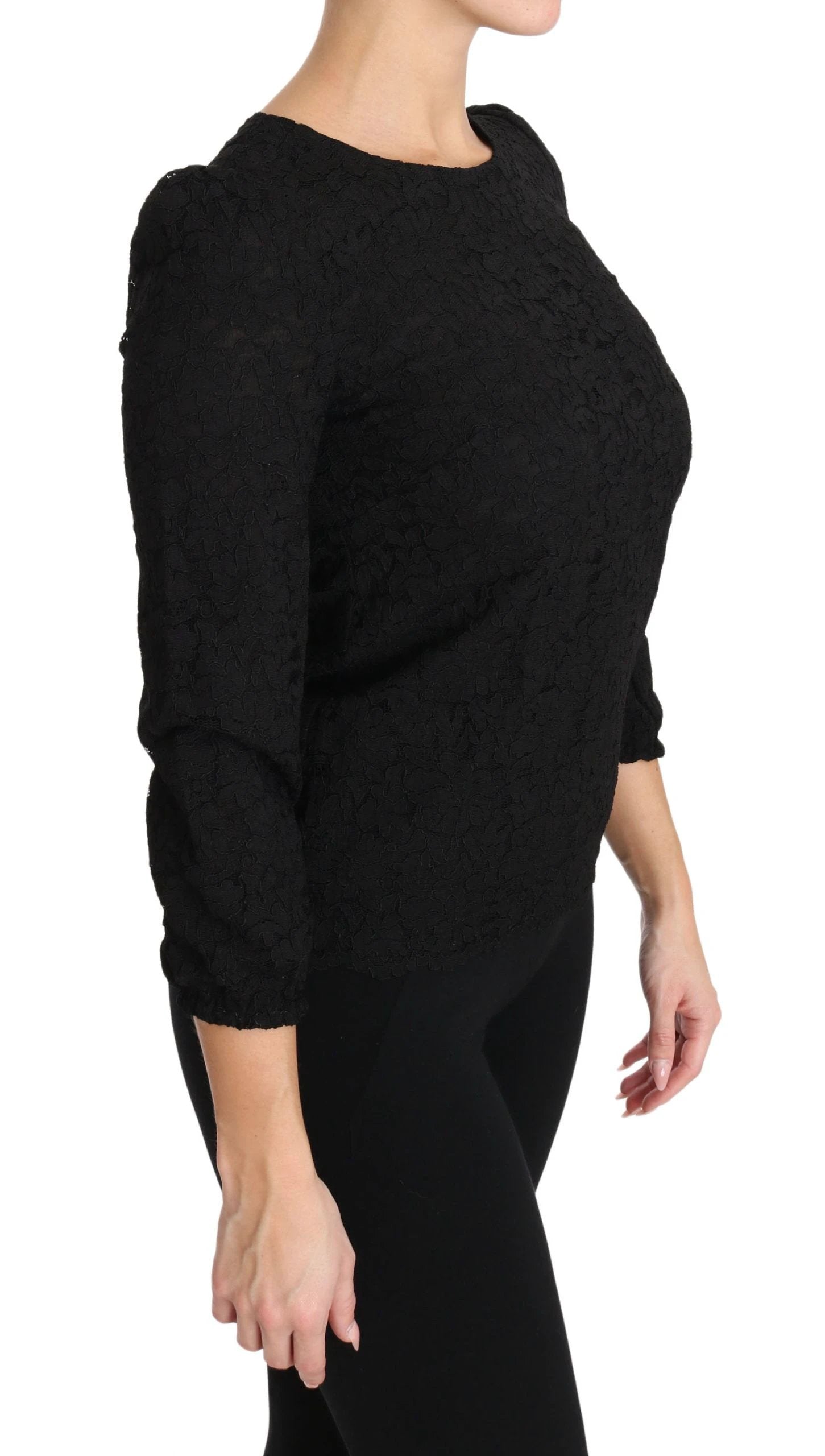 Dolce & Gabbana Black Floral Lace Zipper Top Blouse by Dolce & Gabbana