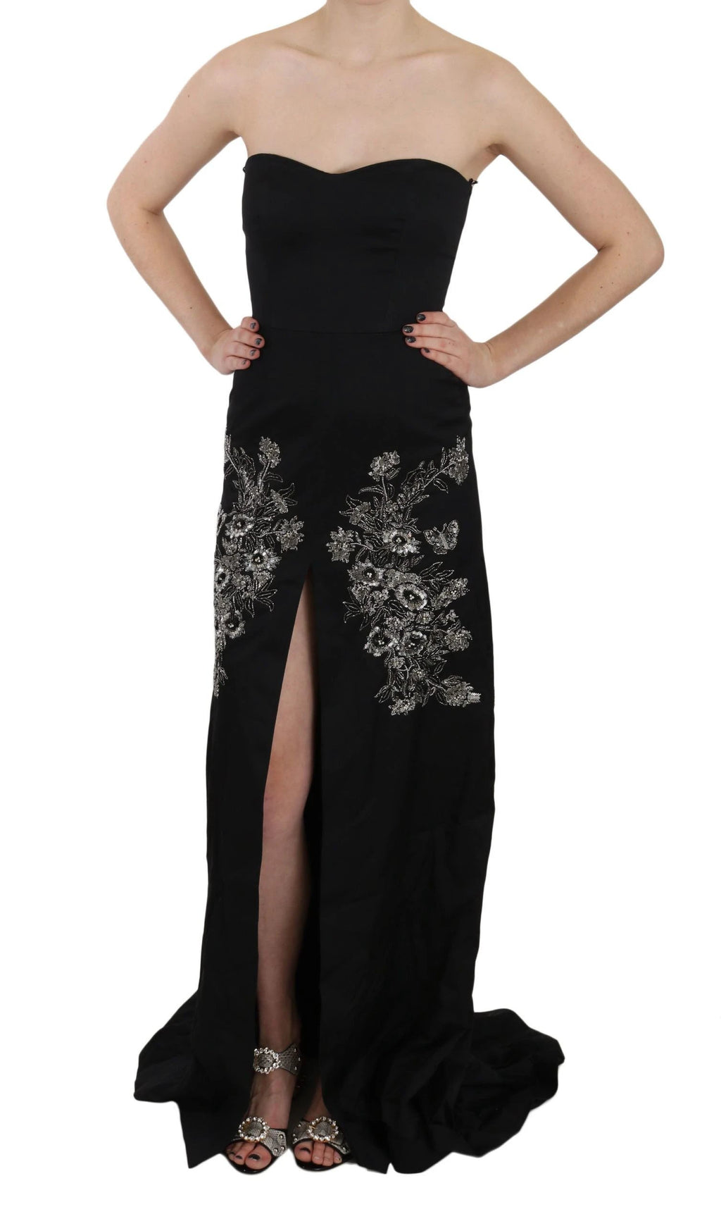 John Richmond Black Sequined Flare Ball Gown Dress by John Richmond