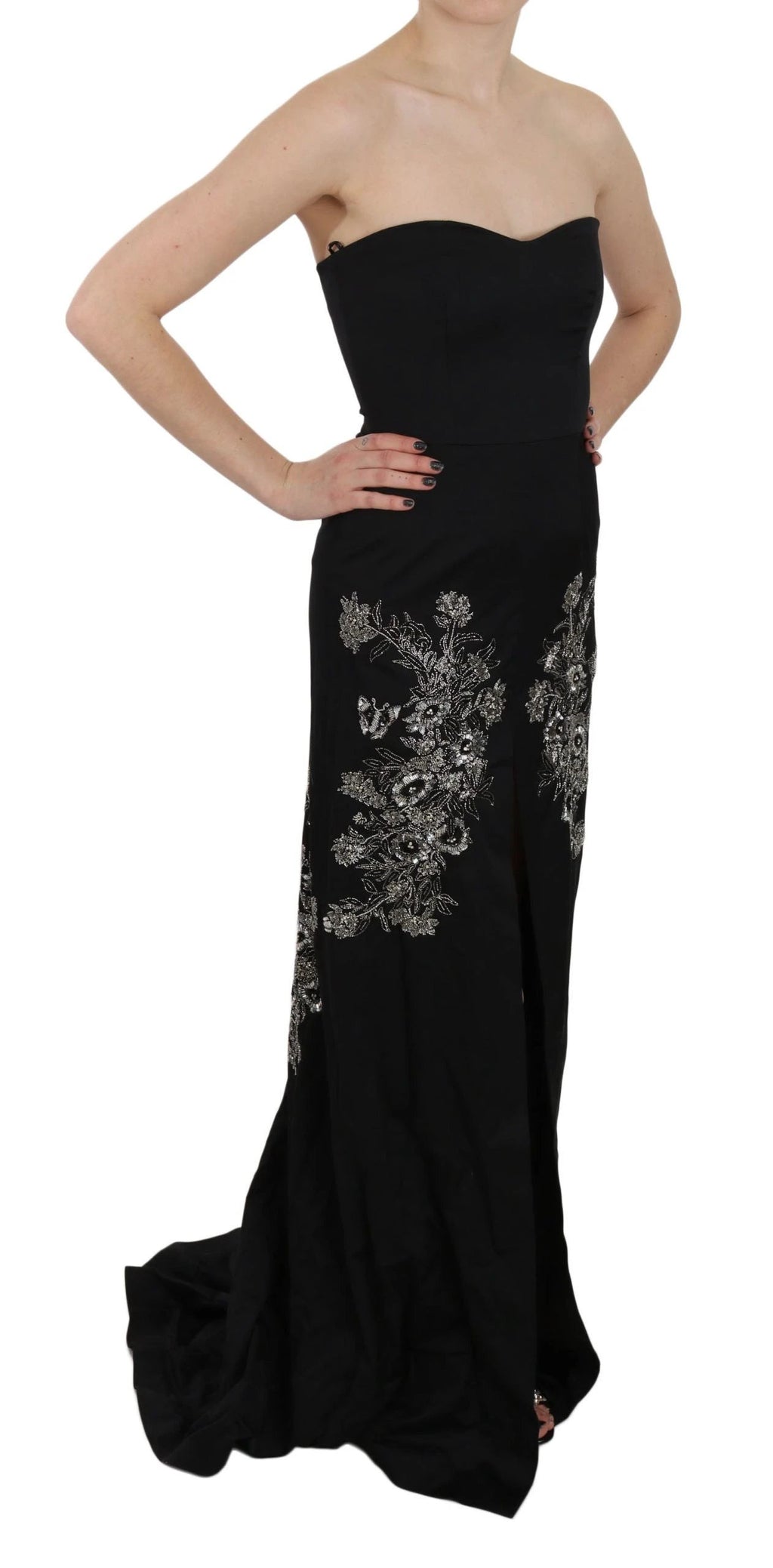 John Richmond Black Sequined Flare Ball Gown Dress by John Richmond