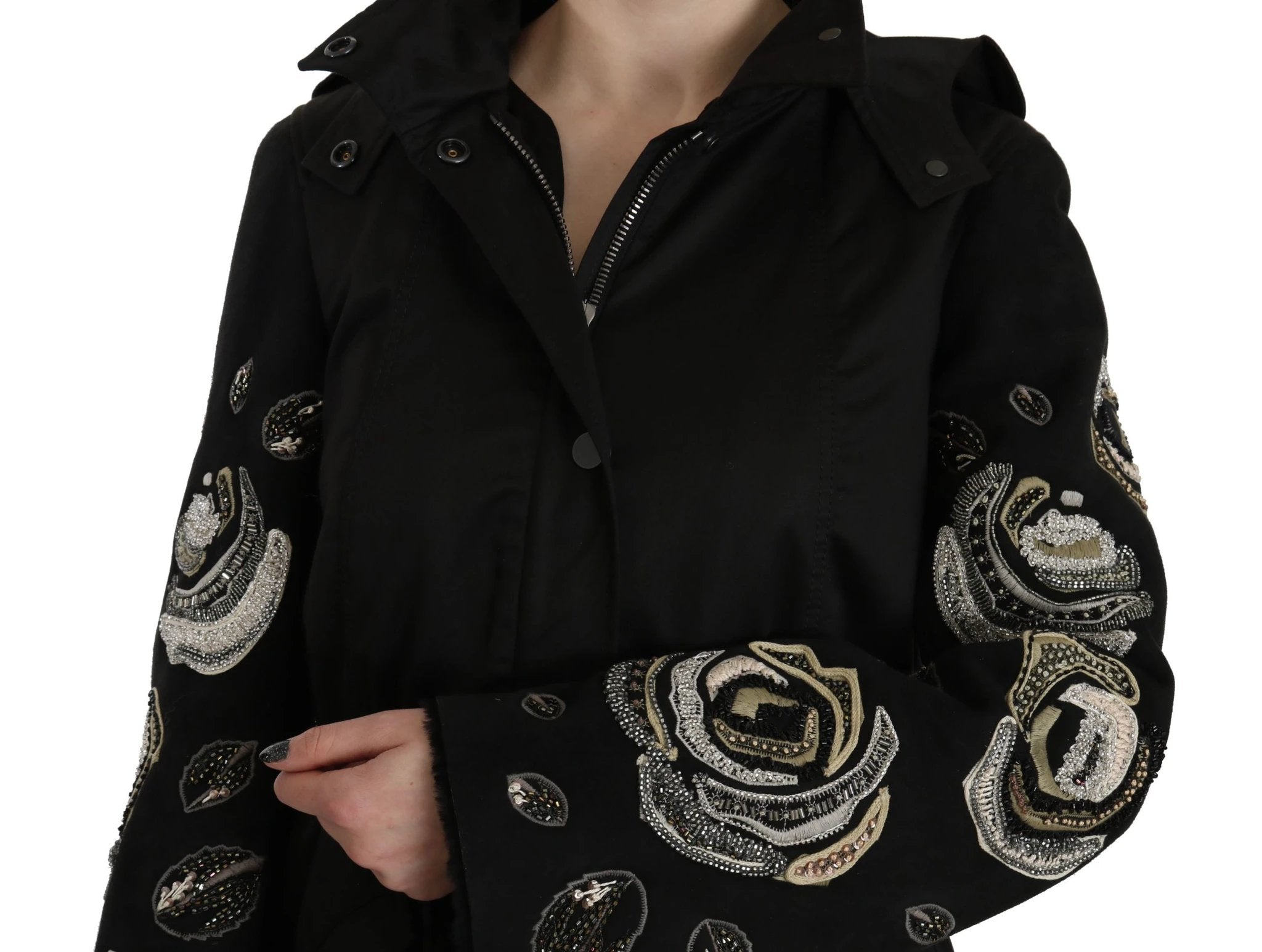 John Richmond Floral Sequined Beaded Hooded Jacket Coat by John Richmond
