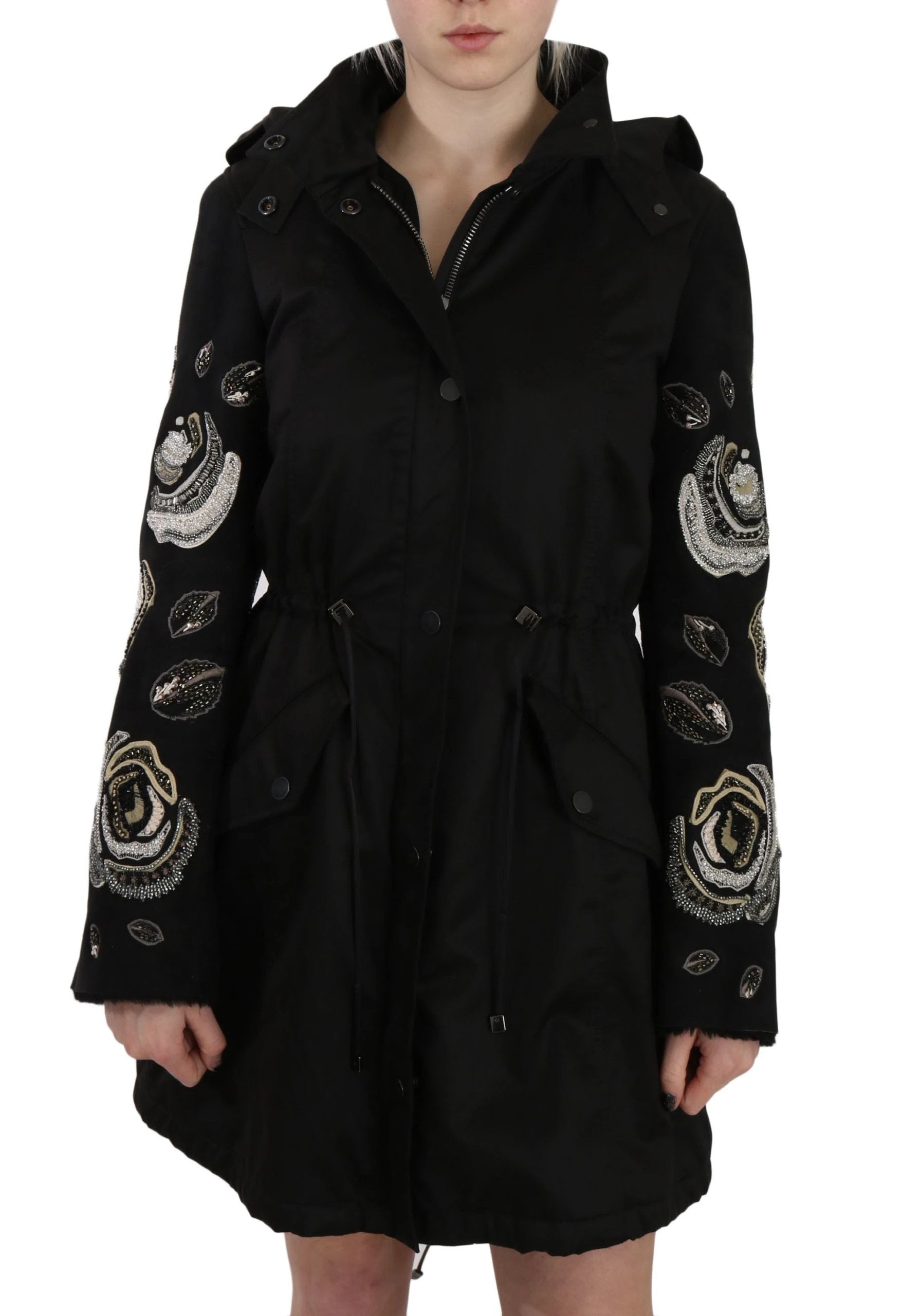 John Richmond Floral Sequined Beaded Hooded Jacket Coat by John Richmond