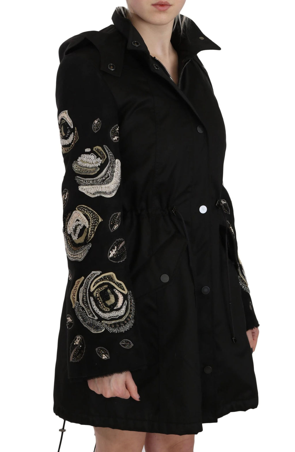 John Richmond Floral Sequined Beaded Hooded Jacket Coat by John Richmond