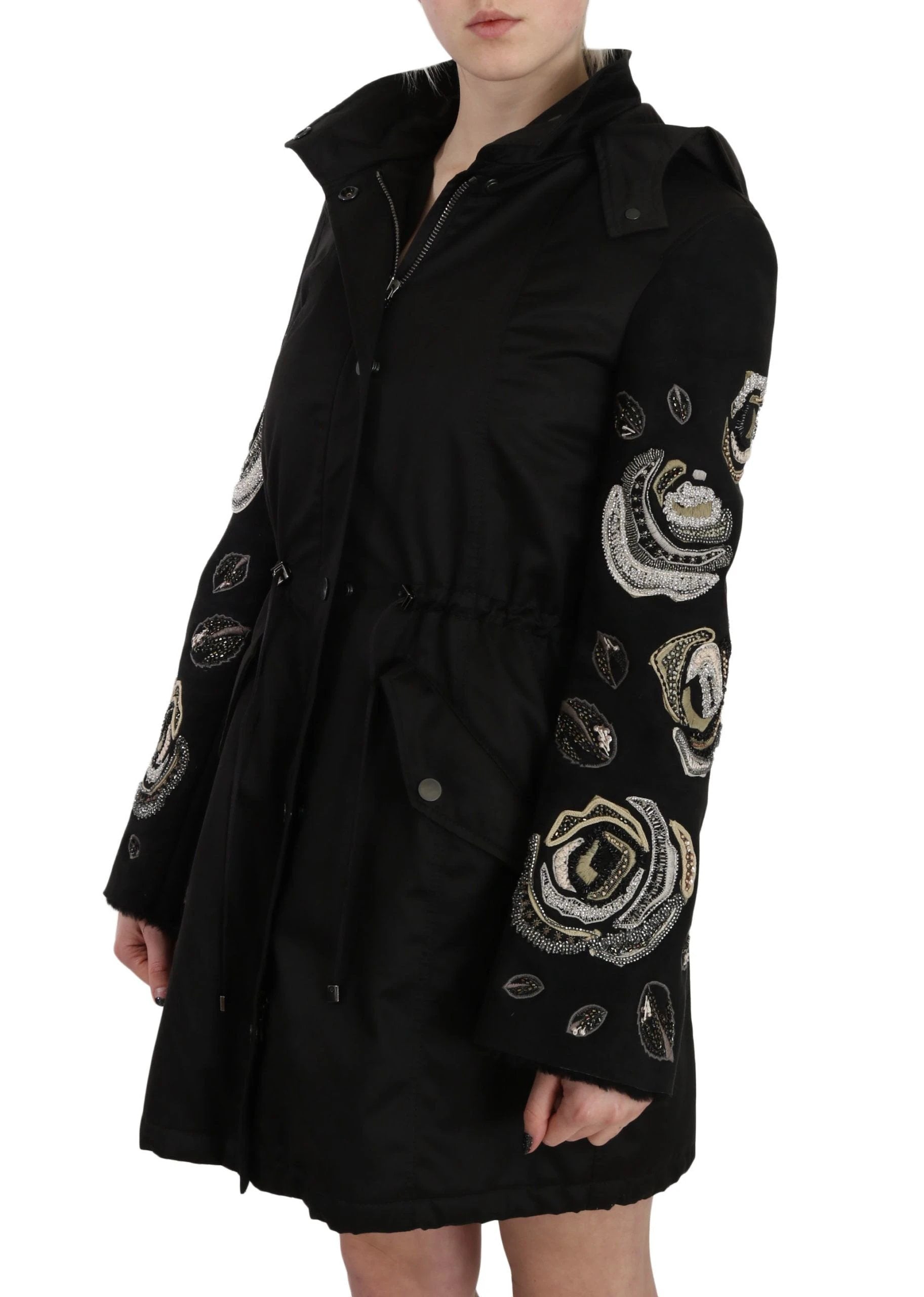 John Richmond Floral Sequined Beaded Hooded Jacket Coat by John Richmond