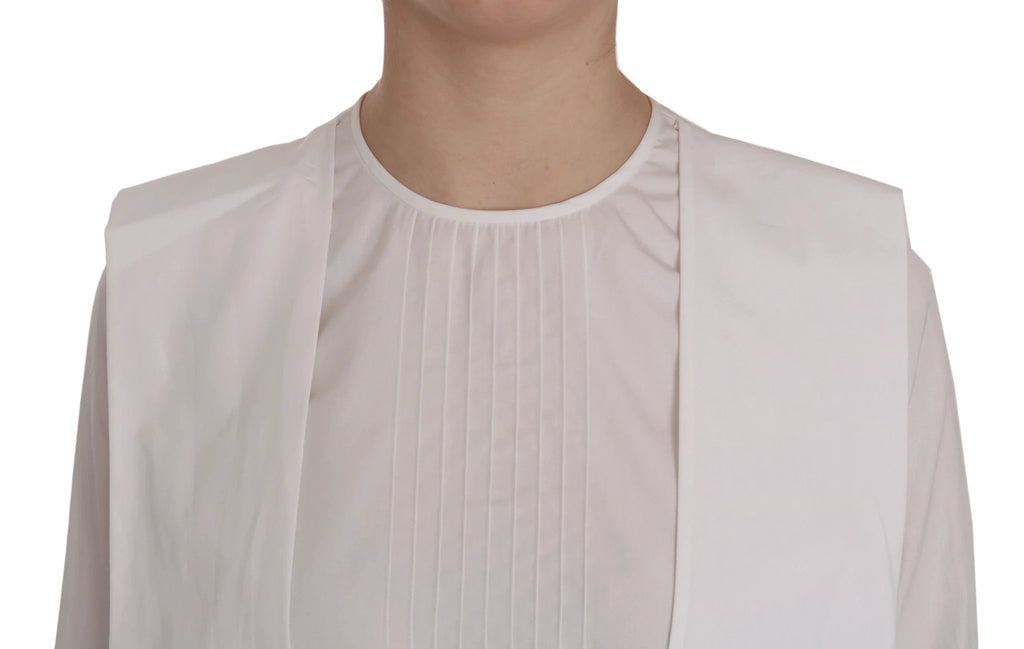 Dsquared² White Crew Neck Long Sleeve Cotton Blouse by Dsquared²