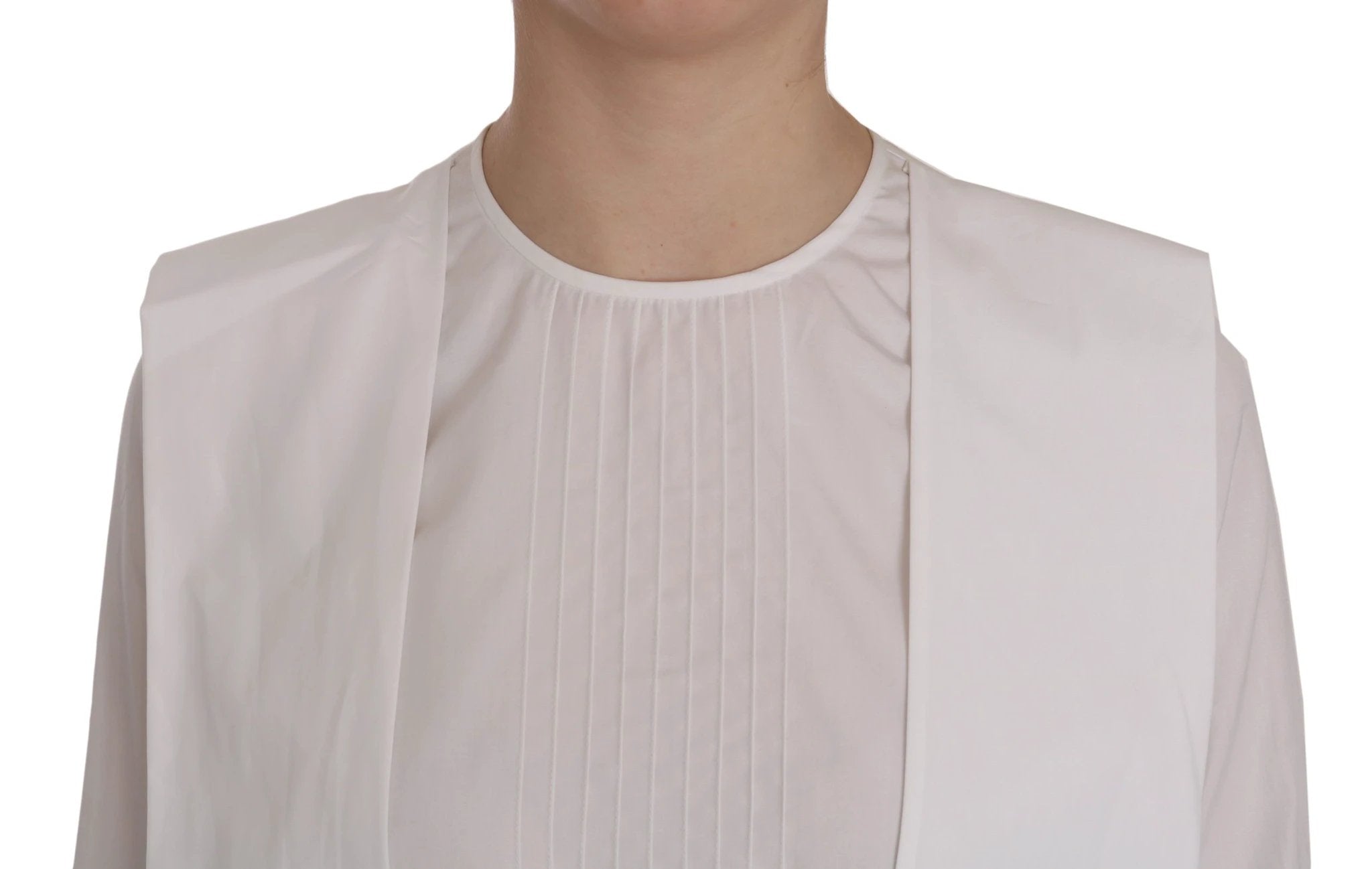 Dsquared² White Crew Neck Long Sleeve Cotton Blouse by Dsquared²
