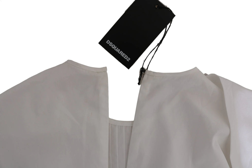 Dsquared² White Crew Neck Long Sleeve Cotton Blouse by Dsquared²