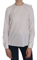Dsquared² White Crew Neck Long Sleeve Cotton Blouse by Dsquared²
