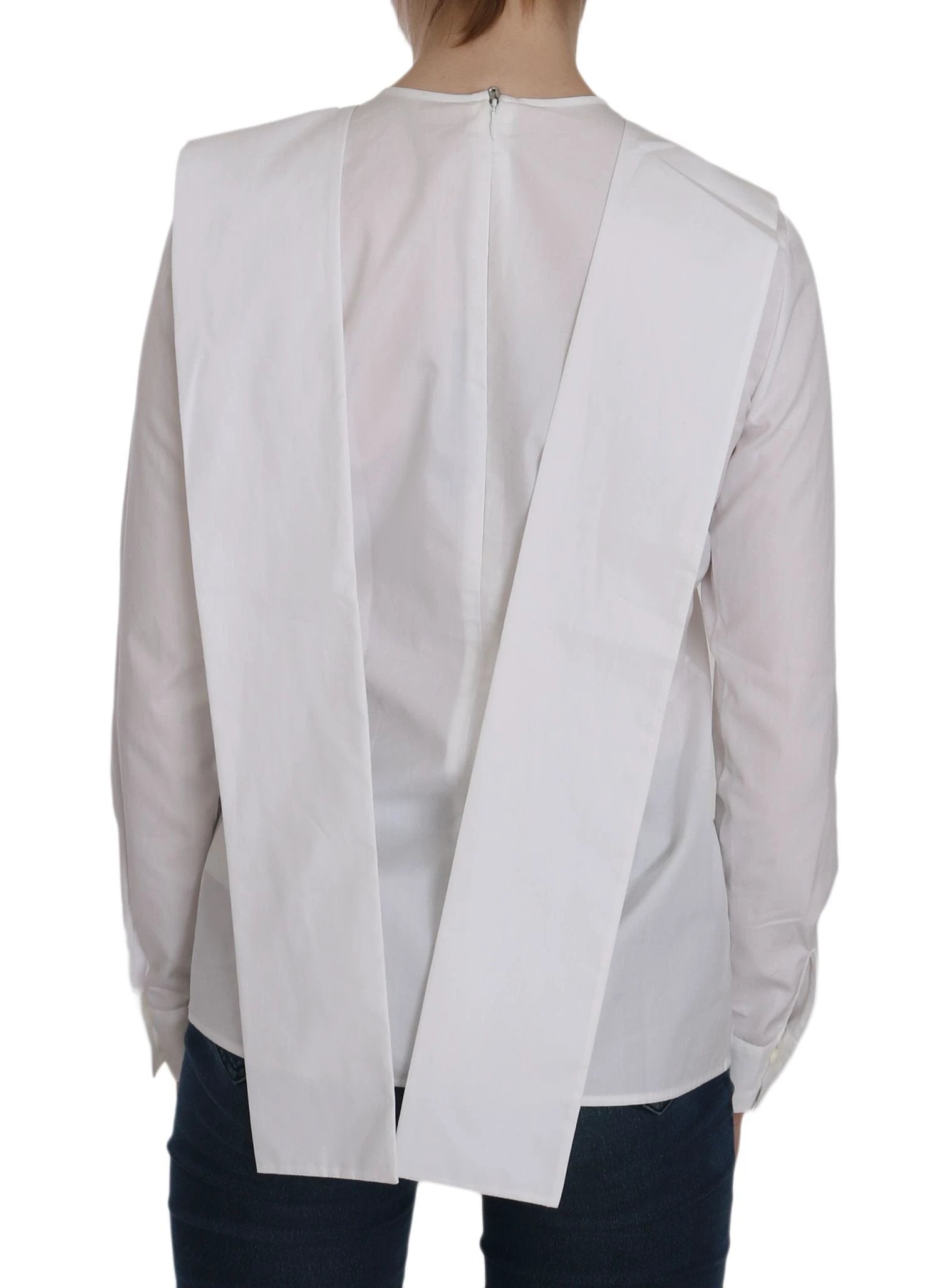 Dsquared² White Crew Neck Long Sleeve Cotton Blouse by Dsquared²