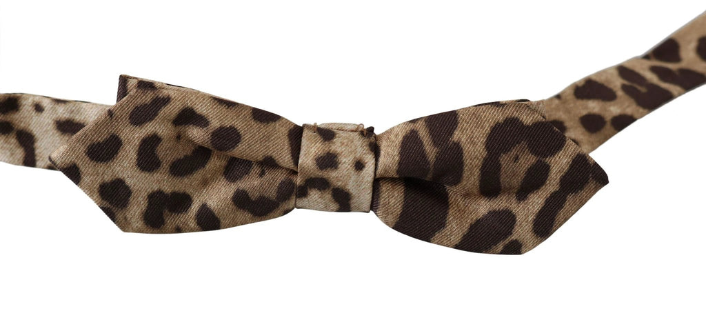 Dolce & Gabbana Brown Leopard Silk Adjustable Neck Papillon Men Bow Tie by Dolce & Gabbana