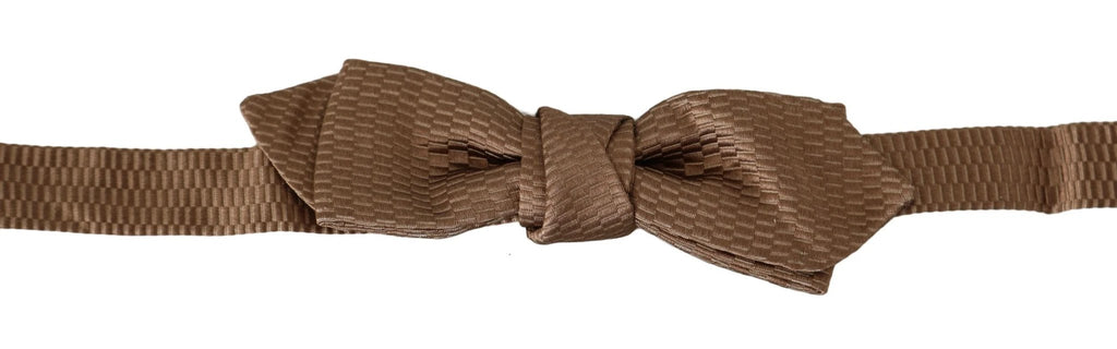 Dolce & Gabbana Men Brown Gold Adjustable Neck Papillon Bow Tie by Dolce & Gabbana