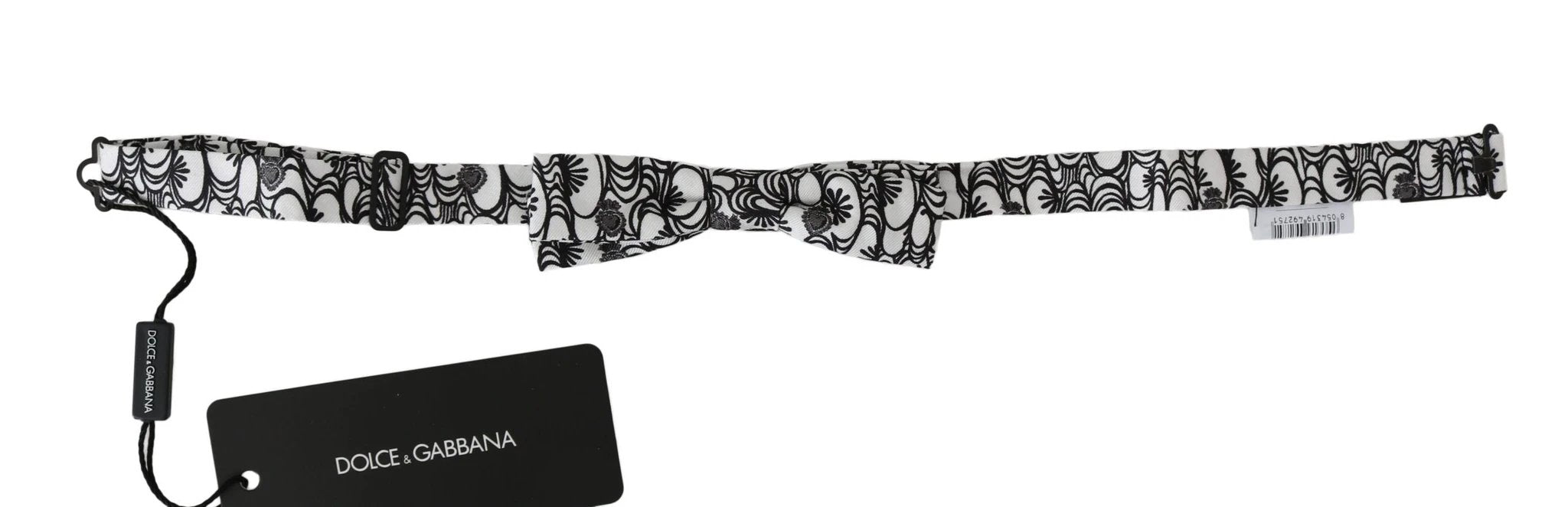 Dolce & Gabbana White Pattern Silk Adjustable Neck Papillon Tie by Dolce & Gabbana