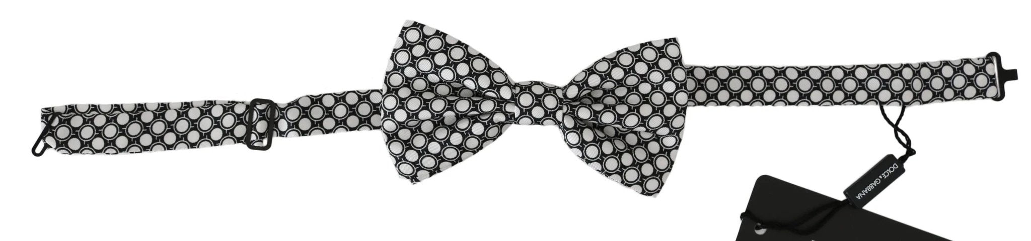 Dolce & Gabbana Men Black White Circles Adjustable Neck Papillon Bow Tie by Dolce & Gabbana