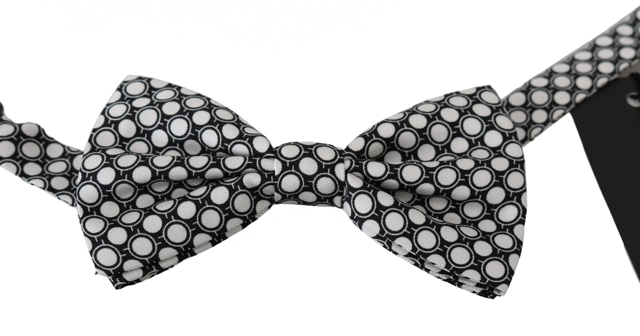 Dolce & Gabbana Men Black White Circles Adjustable Neck Papillon Bow Tie by Dolce & Gabbana