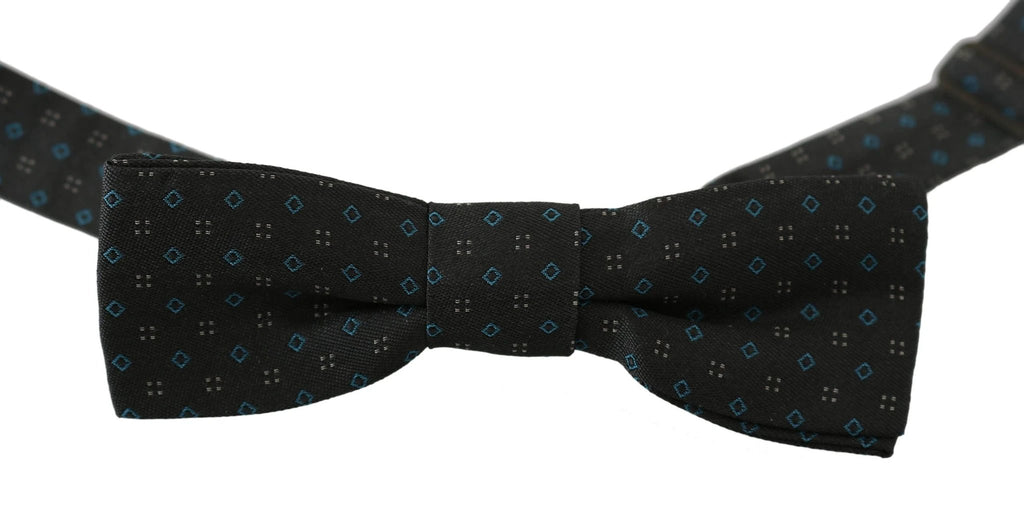Dolce & Gabbana Men Gray Pattern Silk Adjustable Neck Papillon Bow Tie by Dolce & Gabbana