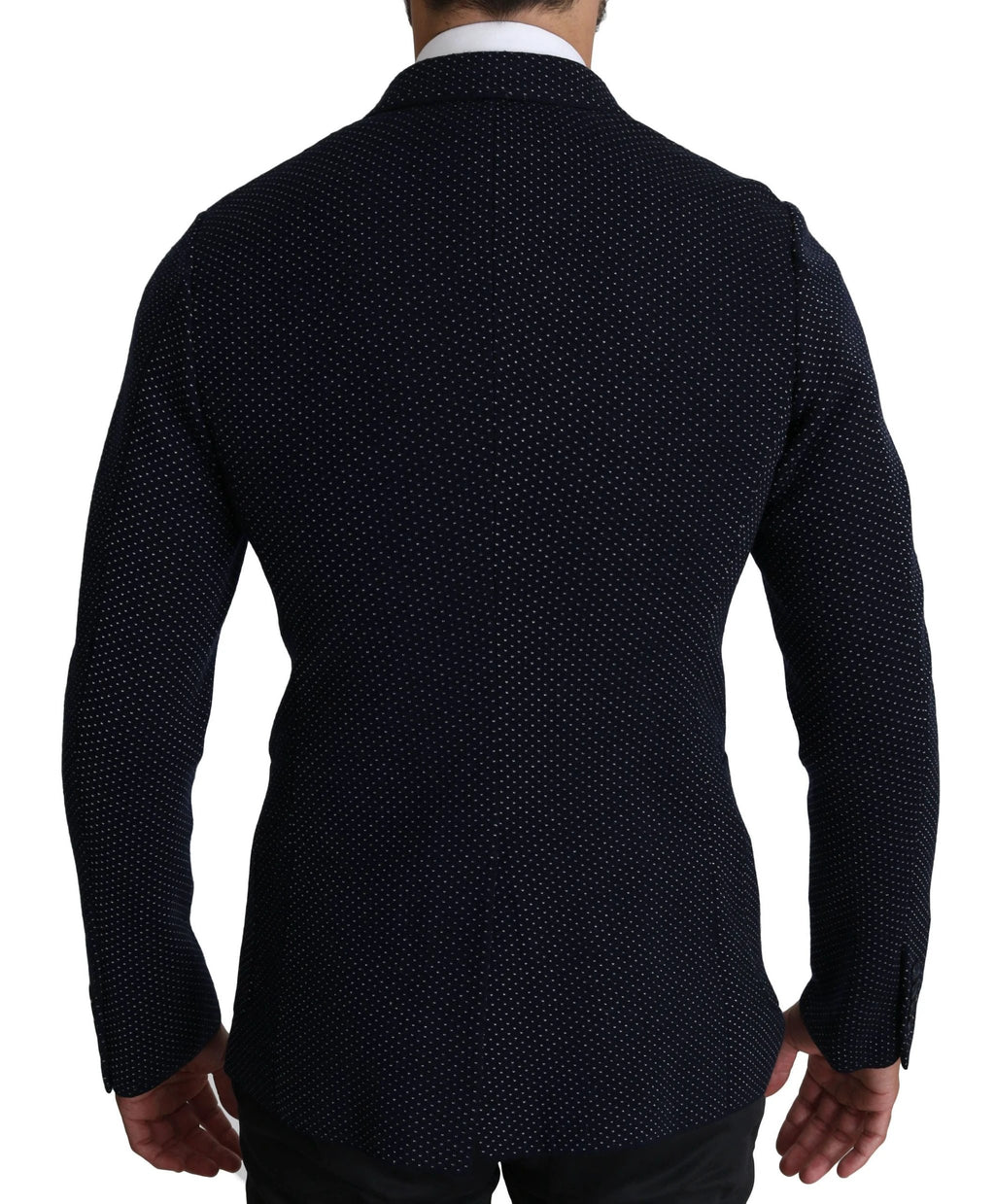 Dolce & Gabbana Dark Blue Dotted Double Breasted Coat Blazer by Dolce & Gabbana