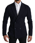 Dolce & Gabbana Dark Blue Dotted Double Breasted Coat Blazer by Dolce & Gabbana
