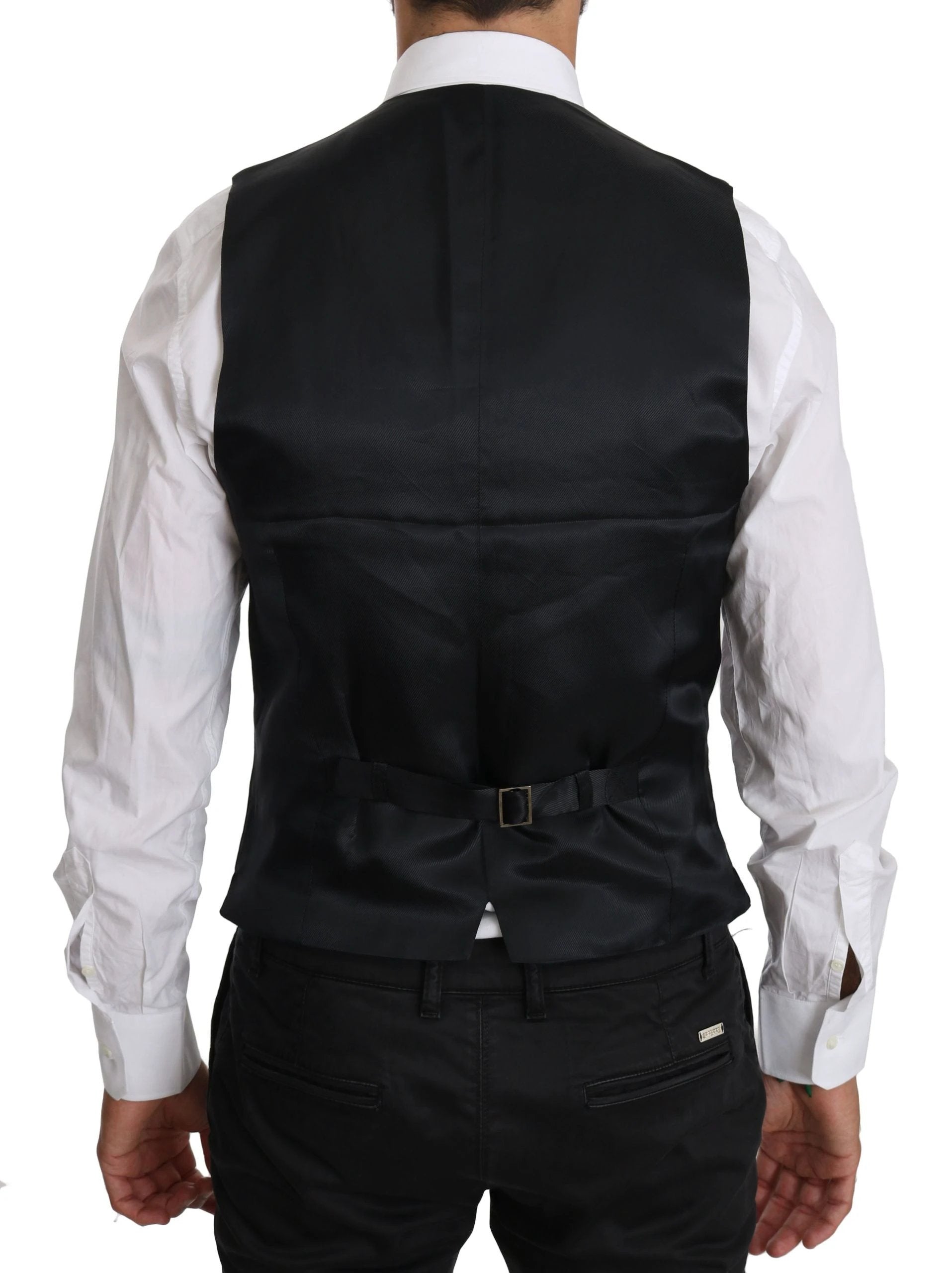 Dolce & Gabbana Blue Wool Waistcoat Formal Gilet Vest by Dolce & Gabbana