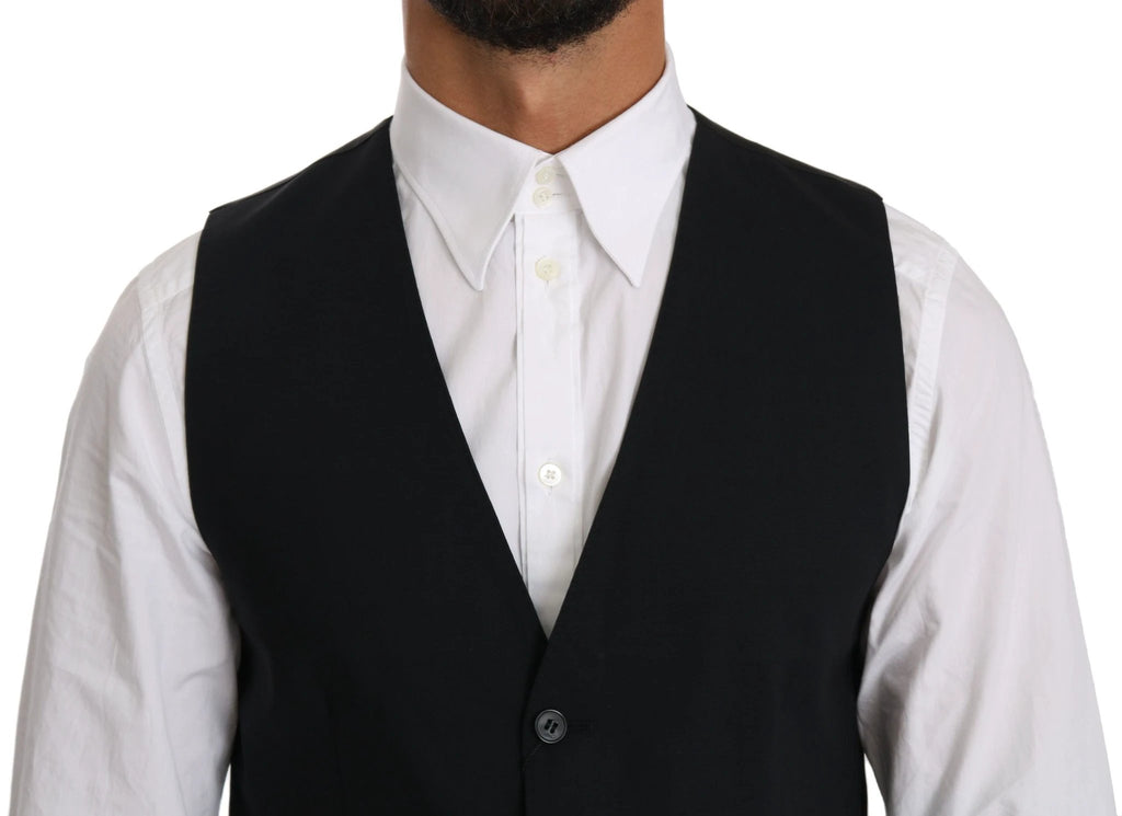 Dolce & Gabbana Blue Wool Waistcoat Formal Gilet Vest by Dolce & Gabbana