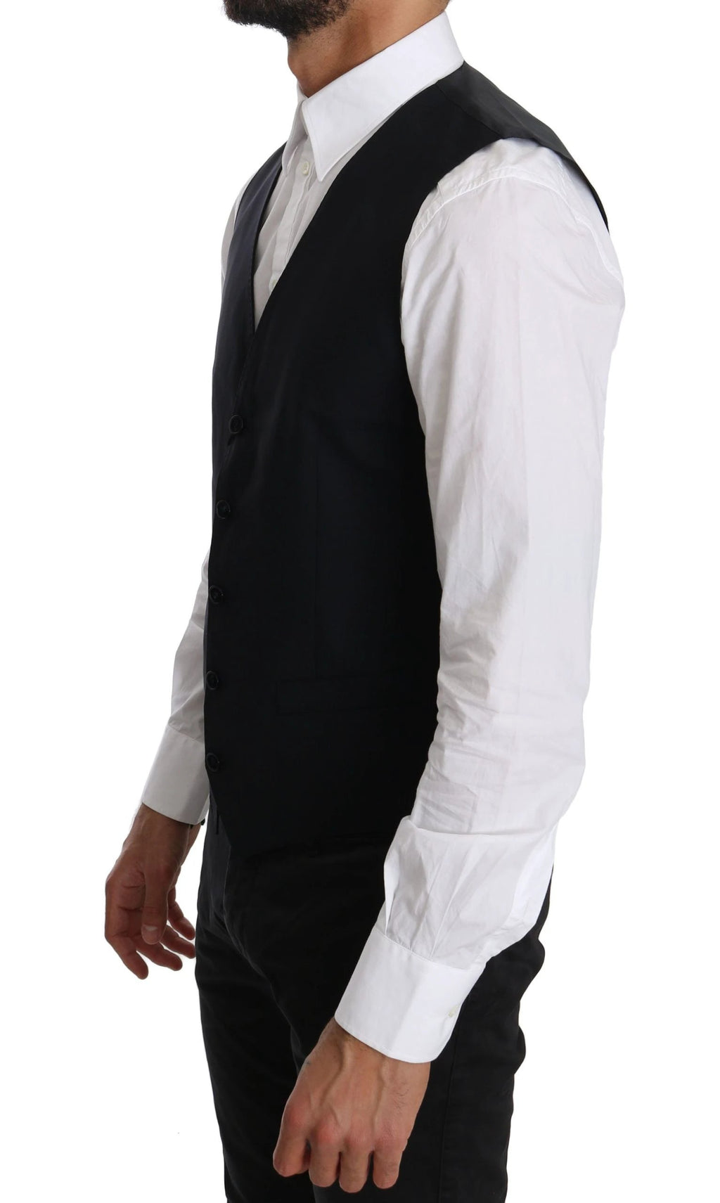 Dolce & Gabbana Blue Wool Waistcoat Formal Gilet Vest by Dolce & Gabbana
