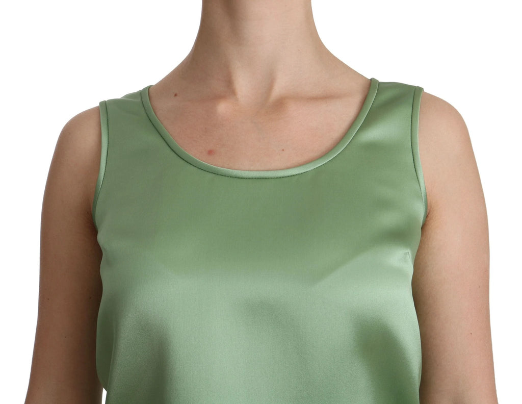Dolce & Gabbana Green Sleeveless 100% Silk Top Tank Blouse by Dolce & Gabbana