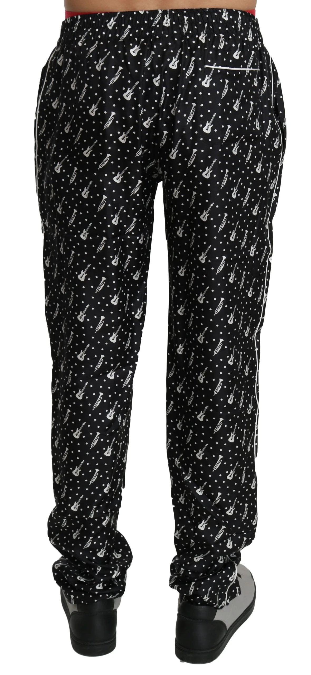 Dolce & Gabbana Silk Black Musical Instrument Trouser Pants by Dolce & Gabbana