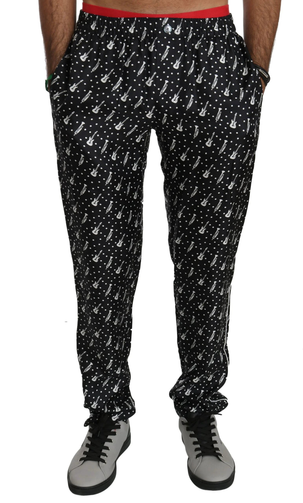 Dolce & Gabbana Silk Black Musical Instrument Trouser Pants by Dolce & Gabbana