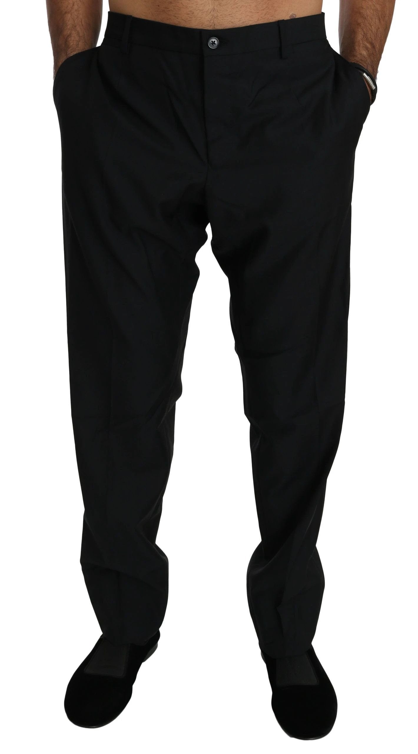 Dolce & Gabbana Black Dress Formal Trouser Men Wool Pants by Dolce & Gabbana