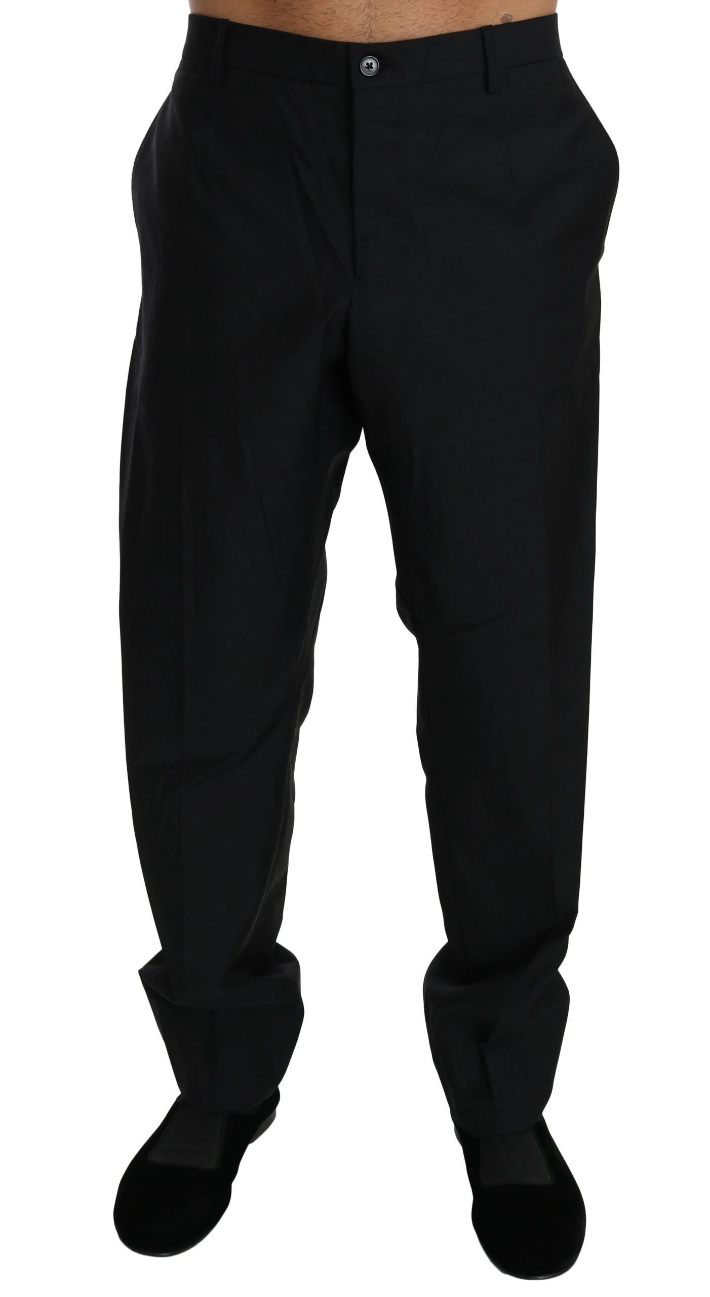 Dolce & Gabbana Black Dress Formal Trouser Men Wool Pants by Dolce & Gabbana
