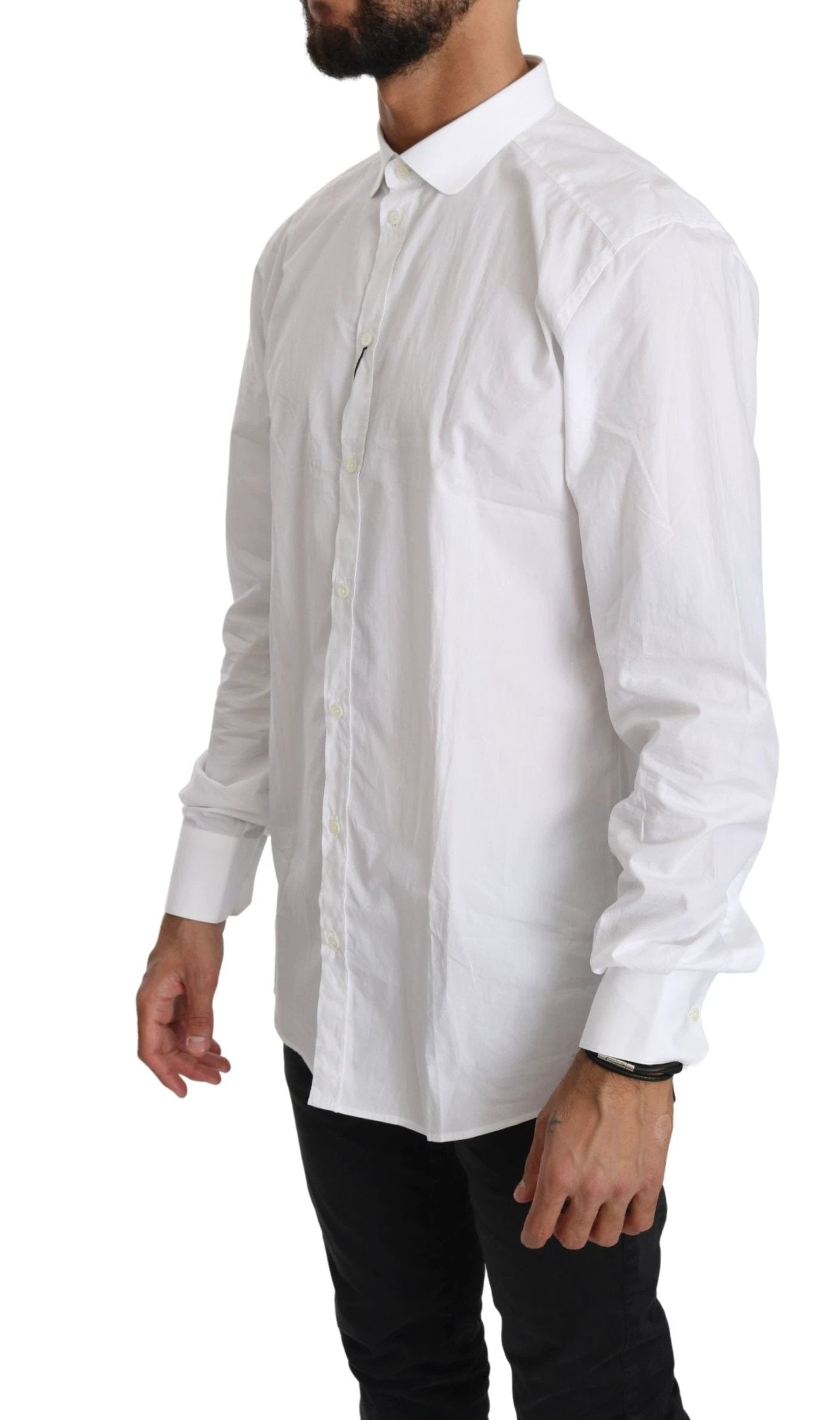 Dolce & Gabbana White Cotton Long Sleeve Top Shirt by Dolce & Gabbana