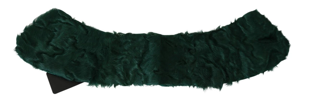 Dolce & Gabbana Green Fur Shoulder Collar Wrap Lambskin Scarf by Dolce & Gabbana