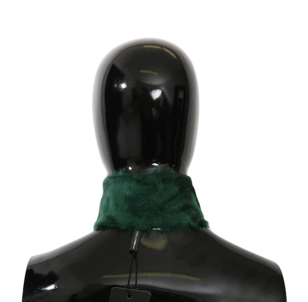 Dolce & Gabbana Green Fur Neck Collar Wrap Lambskin Scarf by Dolce & Gabbana