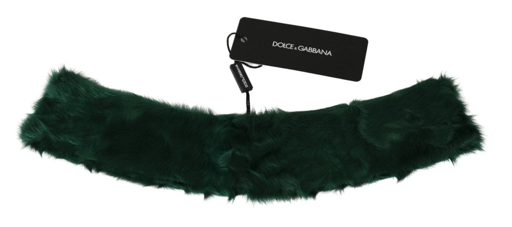 Dolce & Gabbana Green Fur Neck Collar Wrap Lambskin Scarf by Dolce & Gabbana