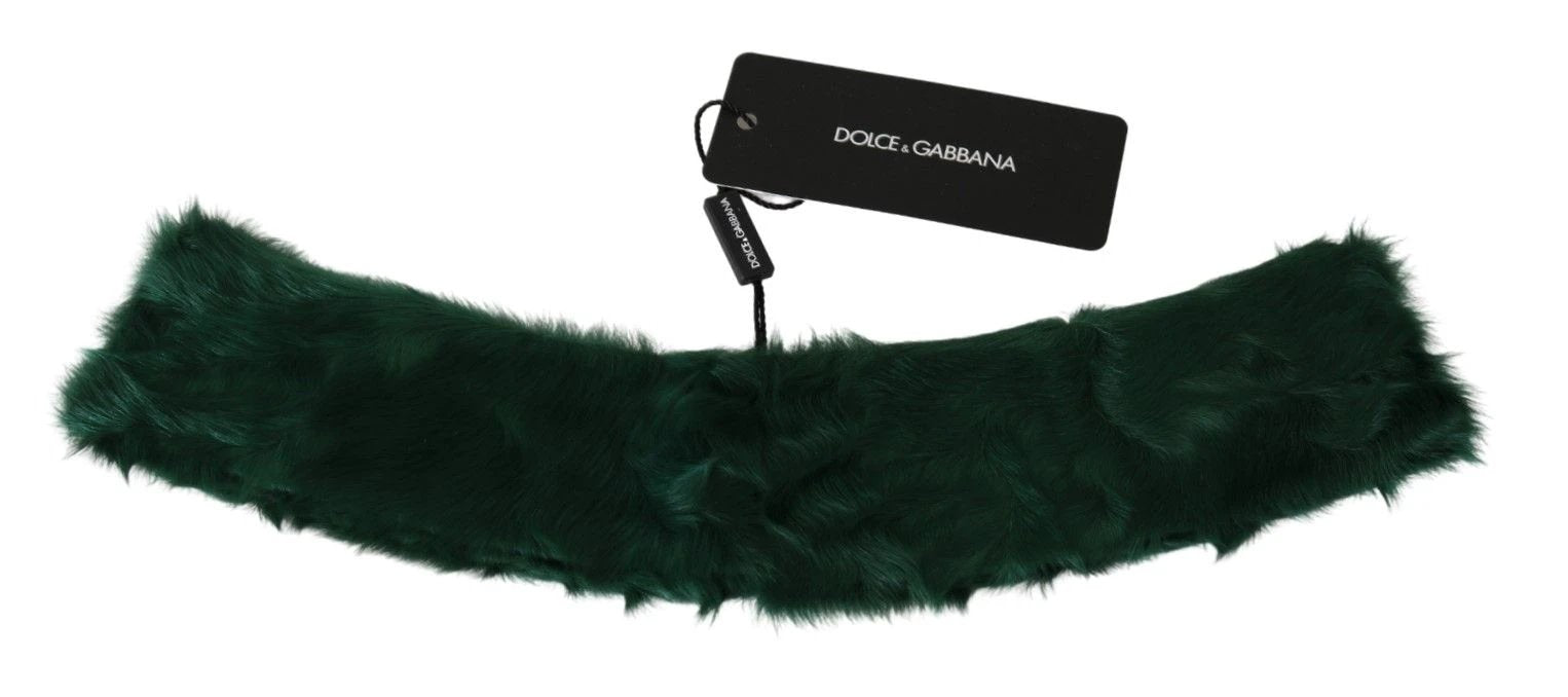 Dolce & Gabbana Green Fur Neck Collar Wrap Lambskin Scarf by Dolce & Gabbana