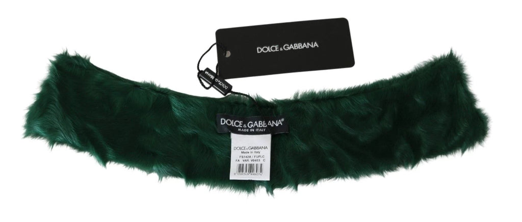 Dolce & Gabbana Green Fur Neck Collar Wrap Lambskin Scarf by Dolce & Gabbana