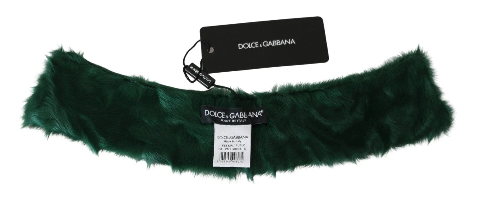 Dolce & Gabbana Green Fur Neck Collar Wrap Lambskin Scarf by Dolce & Gabbana