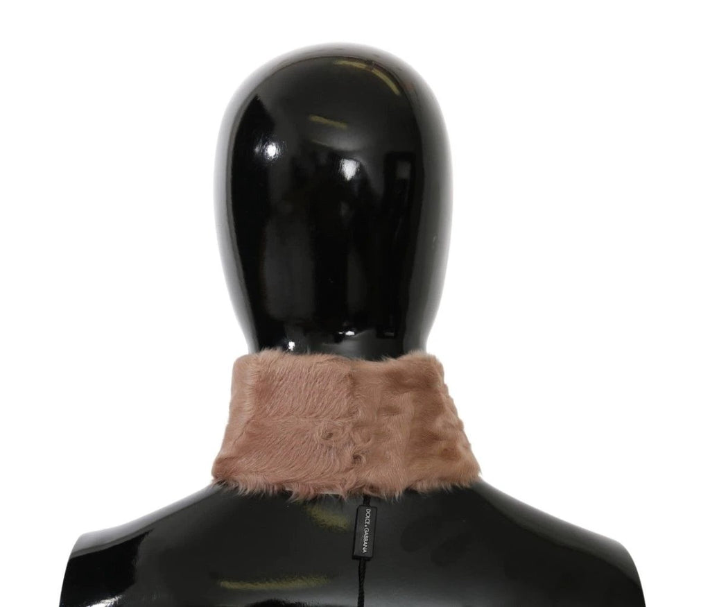 Dolce & Gabbana Beige Fur Neck Collar Lambskin Scarf by Dolce & Gabbana