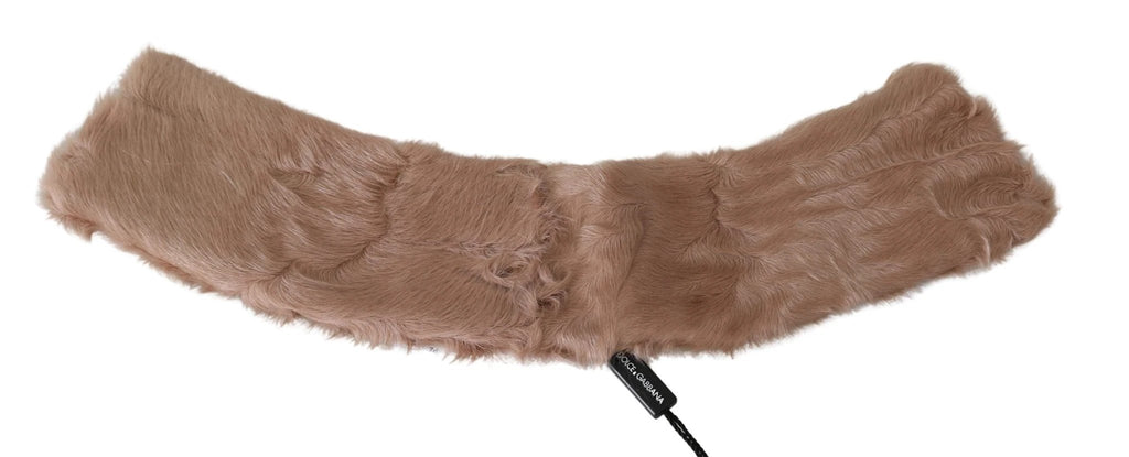 Dolce & Gabbana Beige Fur Neck Collar Lambskin Scarf by Dolce & Gabbana