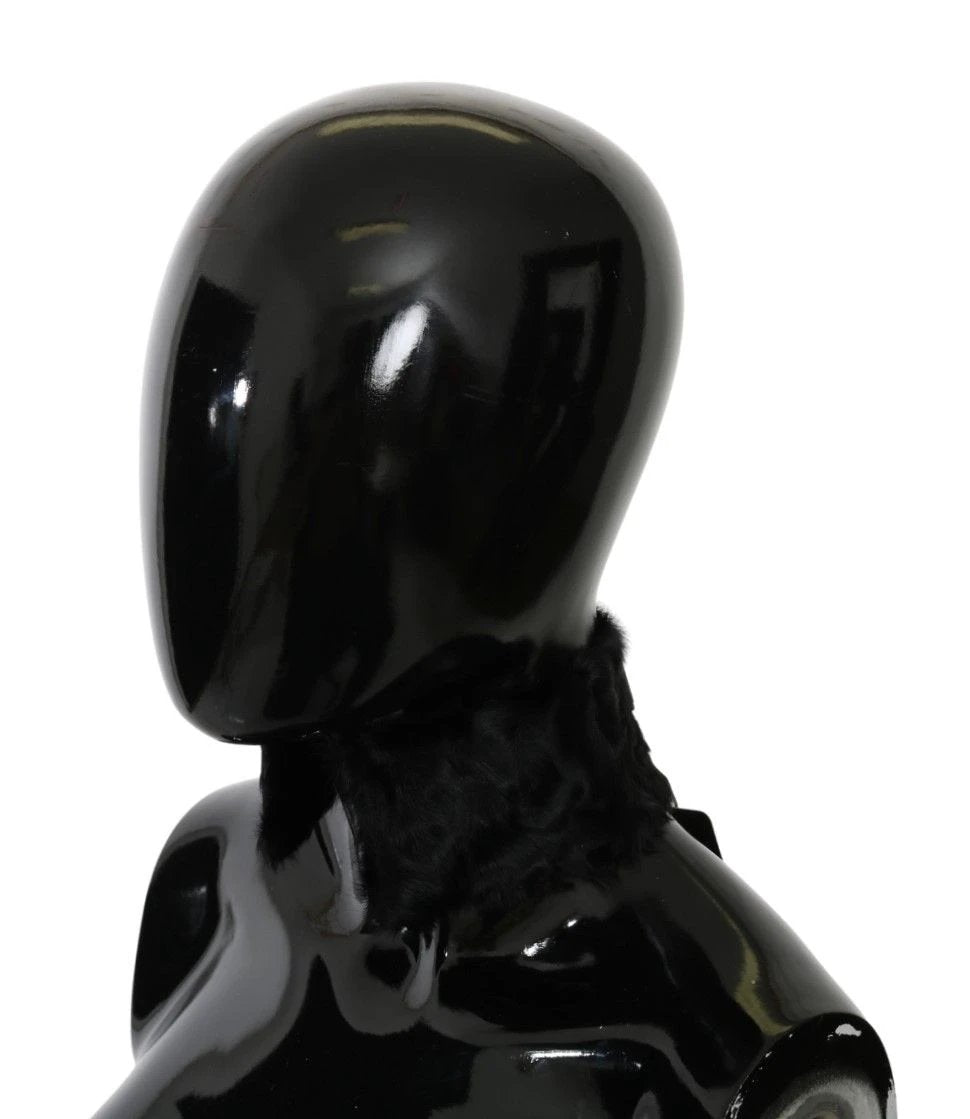 Dolce & Gabbana Black Fur Neck Collar Wrap Lambskin Scarf by Dolce & Gabbana