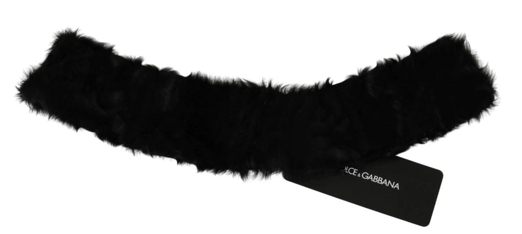 Dolce & Gabbana Black Fur Neck Collar Wrap Lambskin Scarf by Dolce & Gabbana