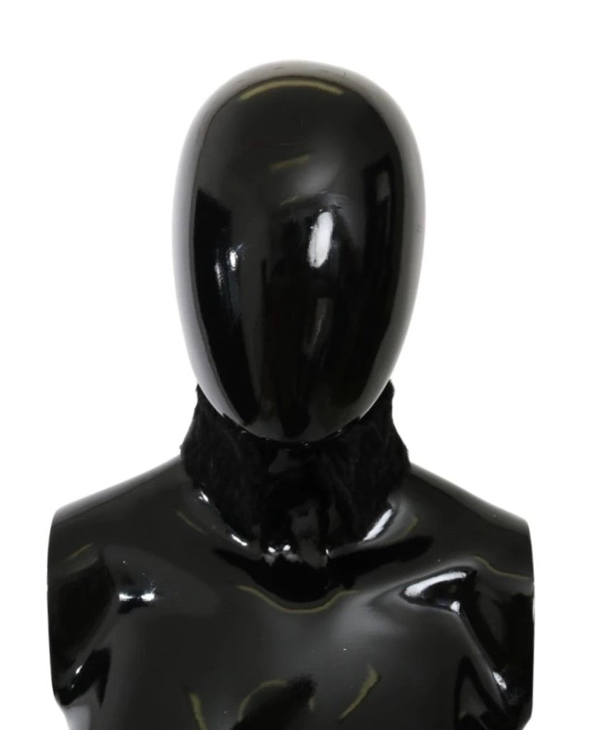 Dolce & Gabbana Black Fur Neck Collar Wrap Lambskin Scarf by Dolce & Gabbana