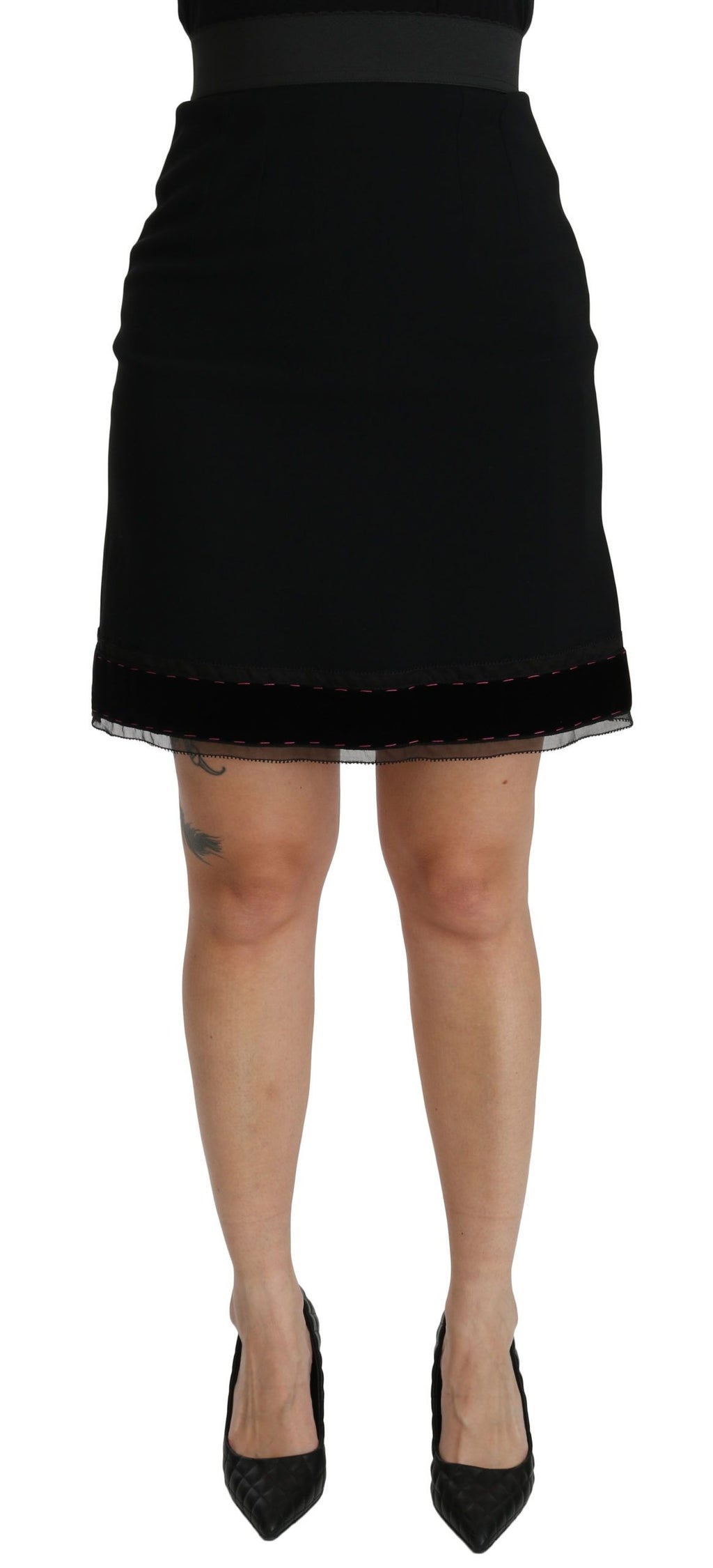 Dolce & Gabbana Black A-line High Waist Mini Viscose Skirt by Dolce & Gabbana