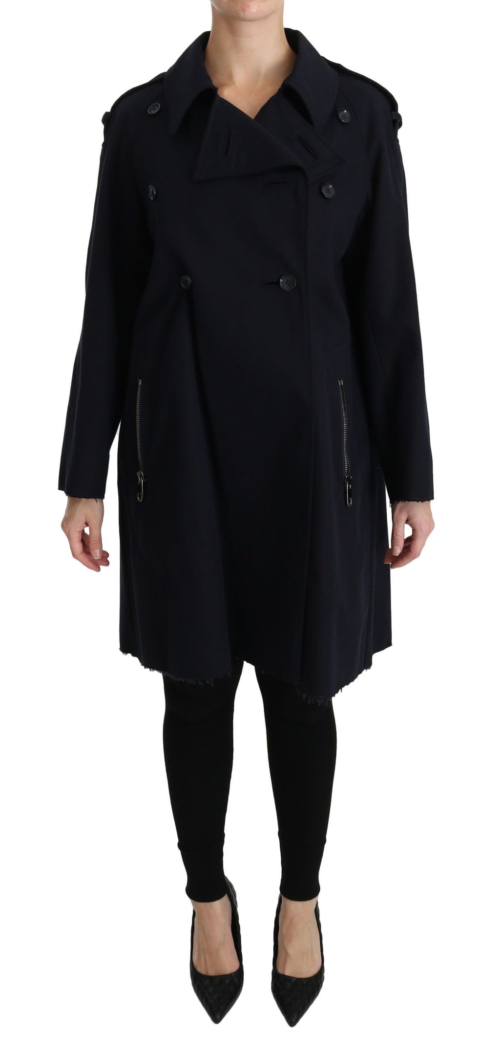 Dolce & Gabbana Coat Blue Cotton Women Trench Jacket by Dolce & Gabbana