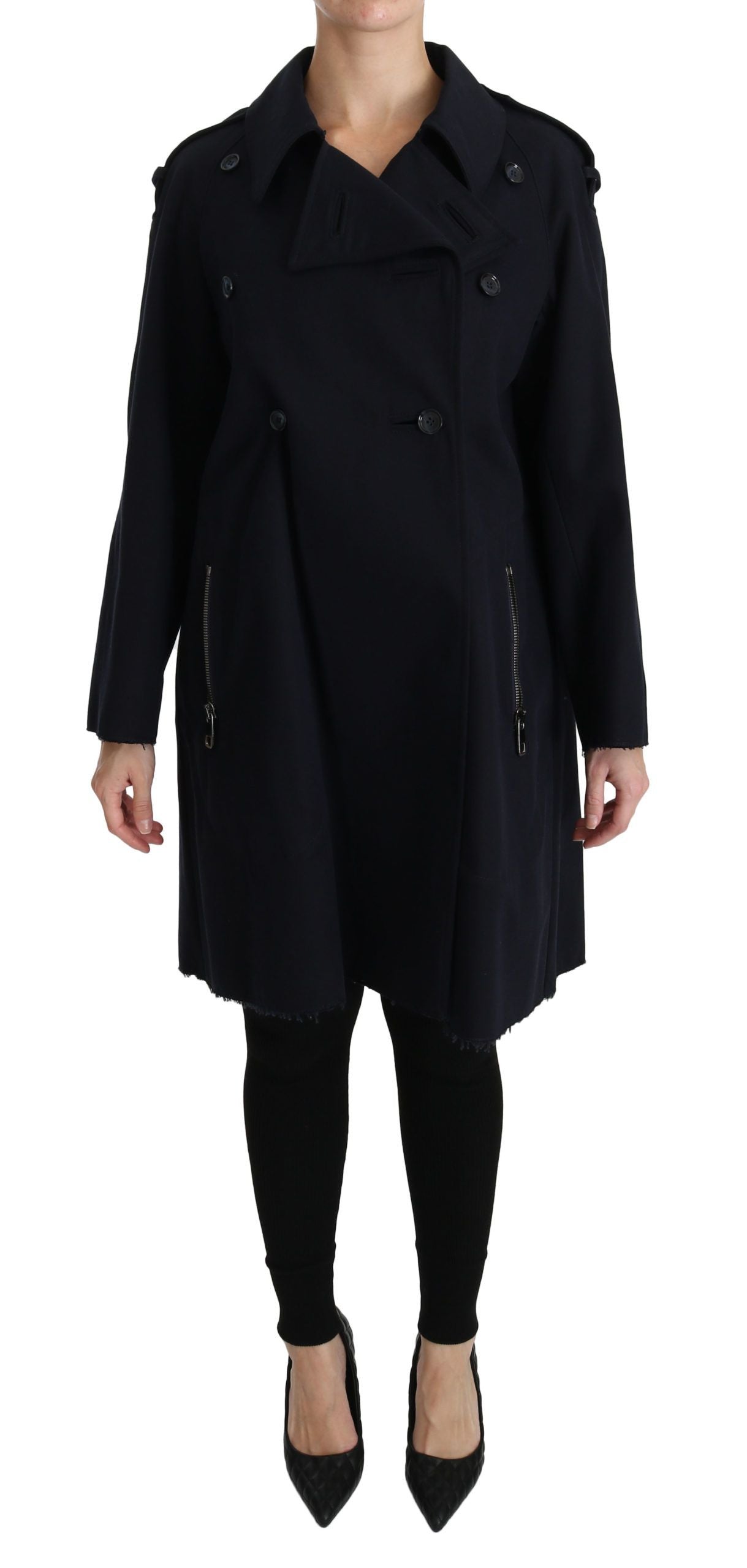 Dolce & Gabbana Coat Blue Cotton Women Trench Jacket by Dolce & Gabbana