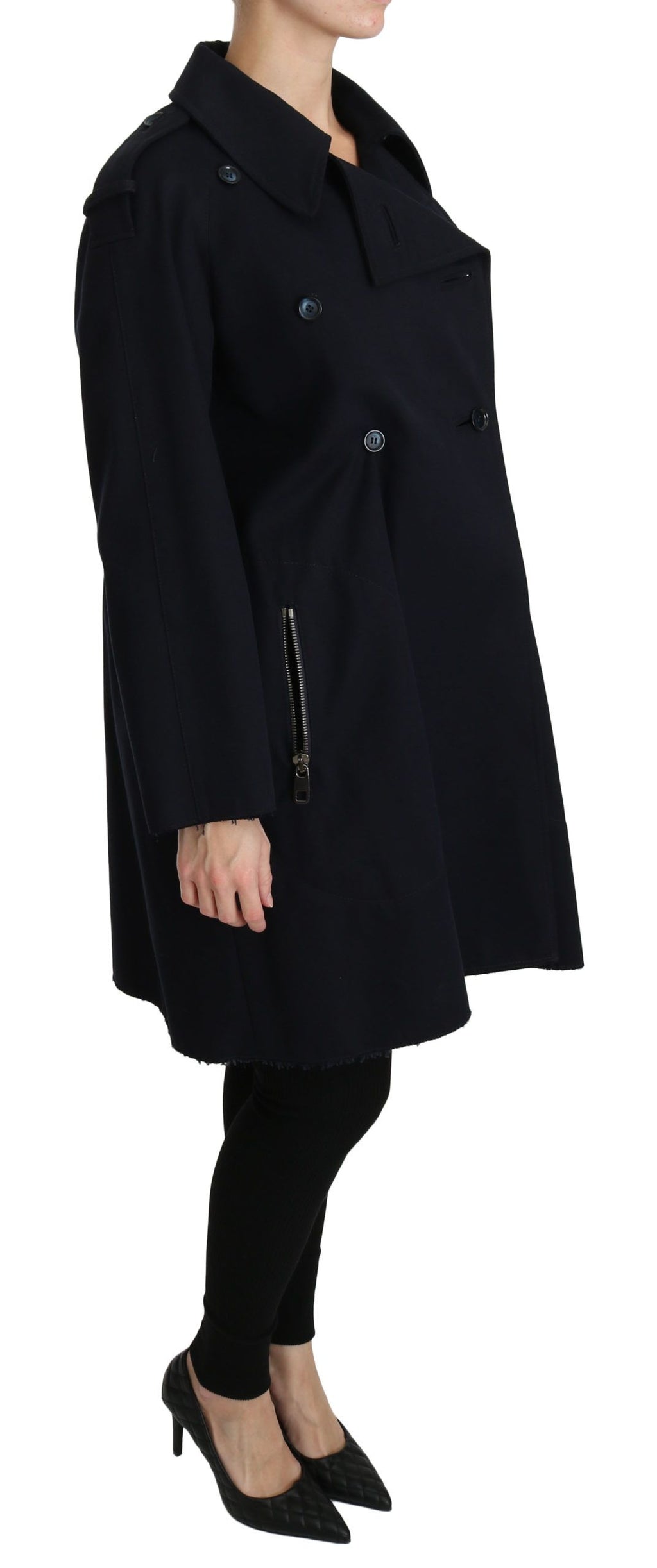 Dolce & Gabbana Coat Blue Cotton Women Trench Jacket by Dolce & Gabbana