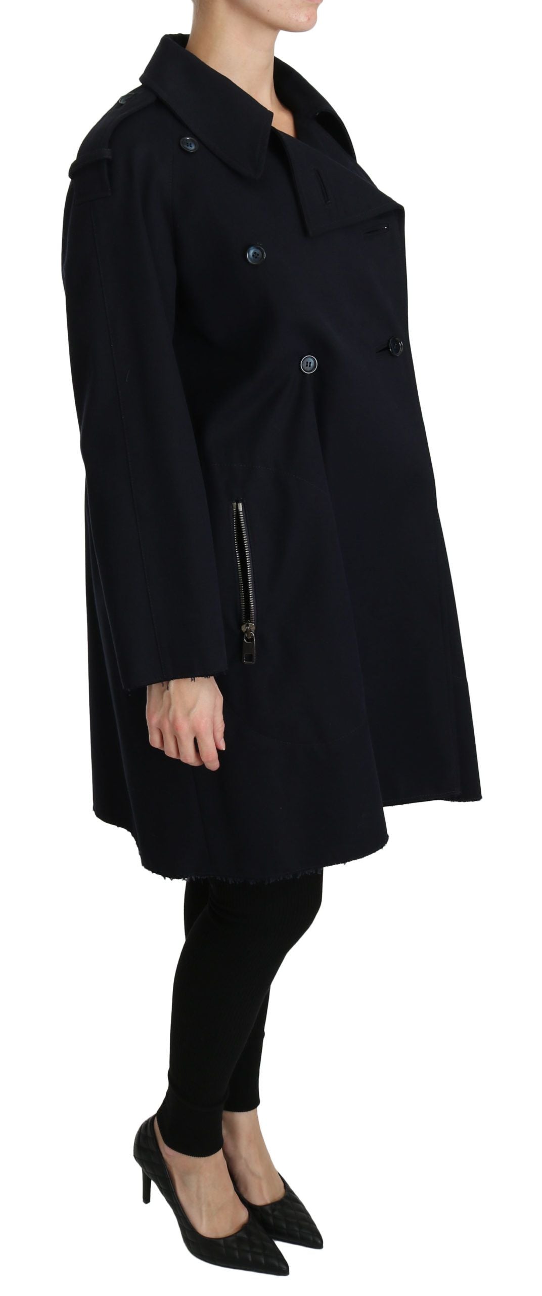 Dolce & Gabbana Coat Blue Cotton Women Trench Jacket by Dolce & Gabbana