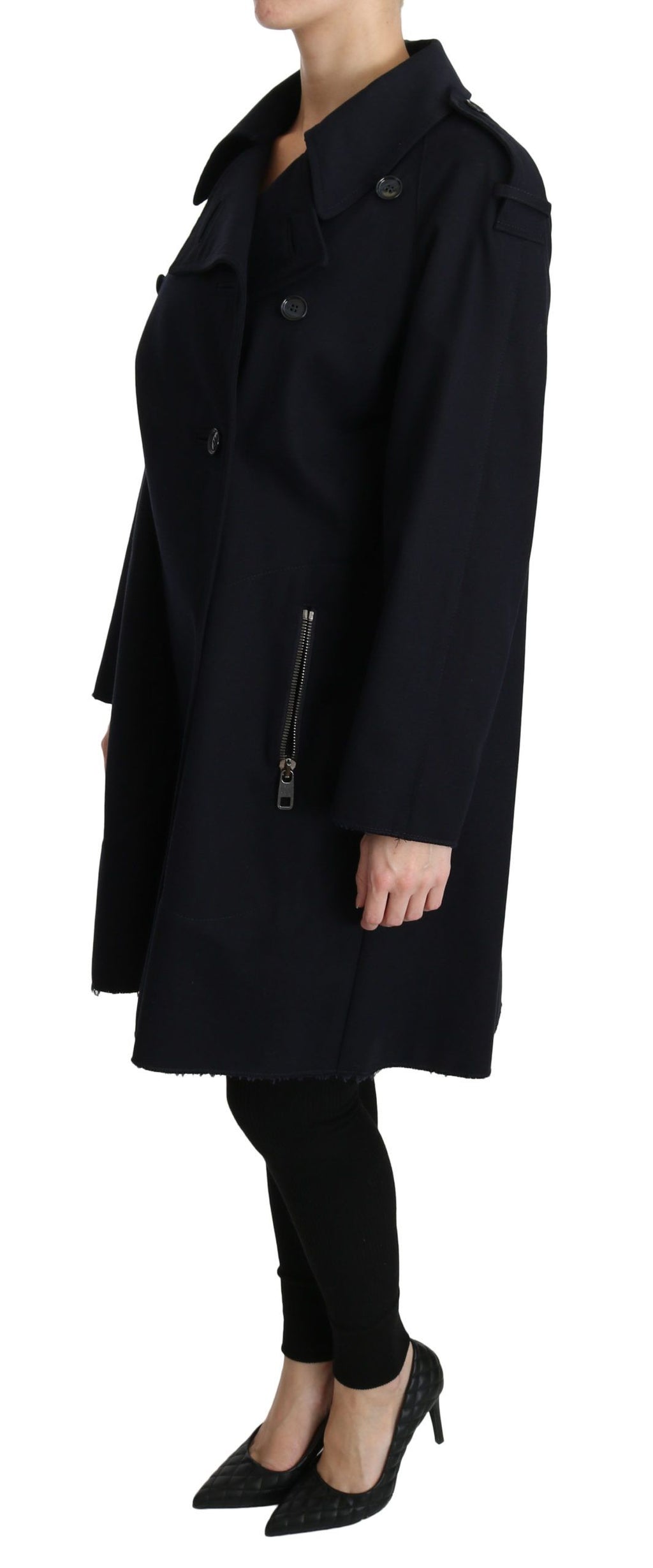 Dolce & Gabbana Coat Blue Cotton Women Trench Jacket by Dolce & Gabbana